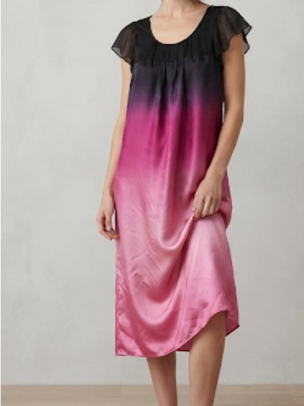 NWT Kensie Black Silk Ombre Scoop-Neck Knee Length Dress Size Small